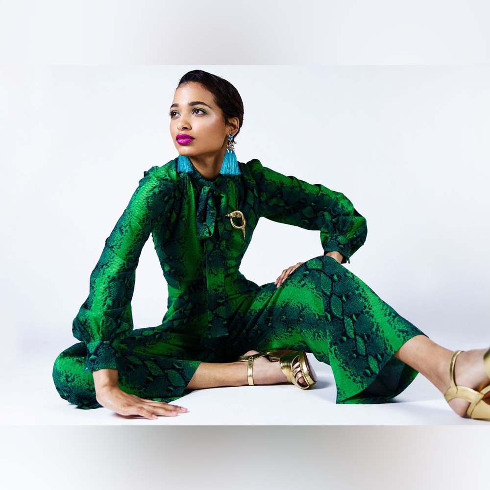 Trashy Diva Green Snake Set: Secretary Blouse NWT and Belle Pants